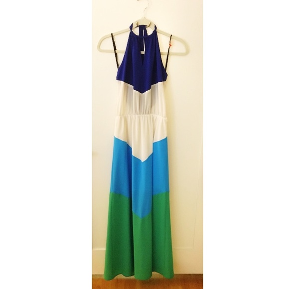 ✨Marine Blu✨ Color Block Open Back Halter Maxi - Picture 3 of 5